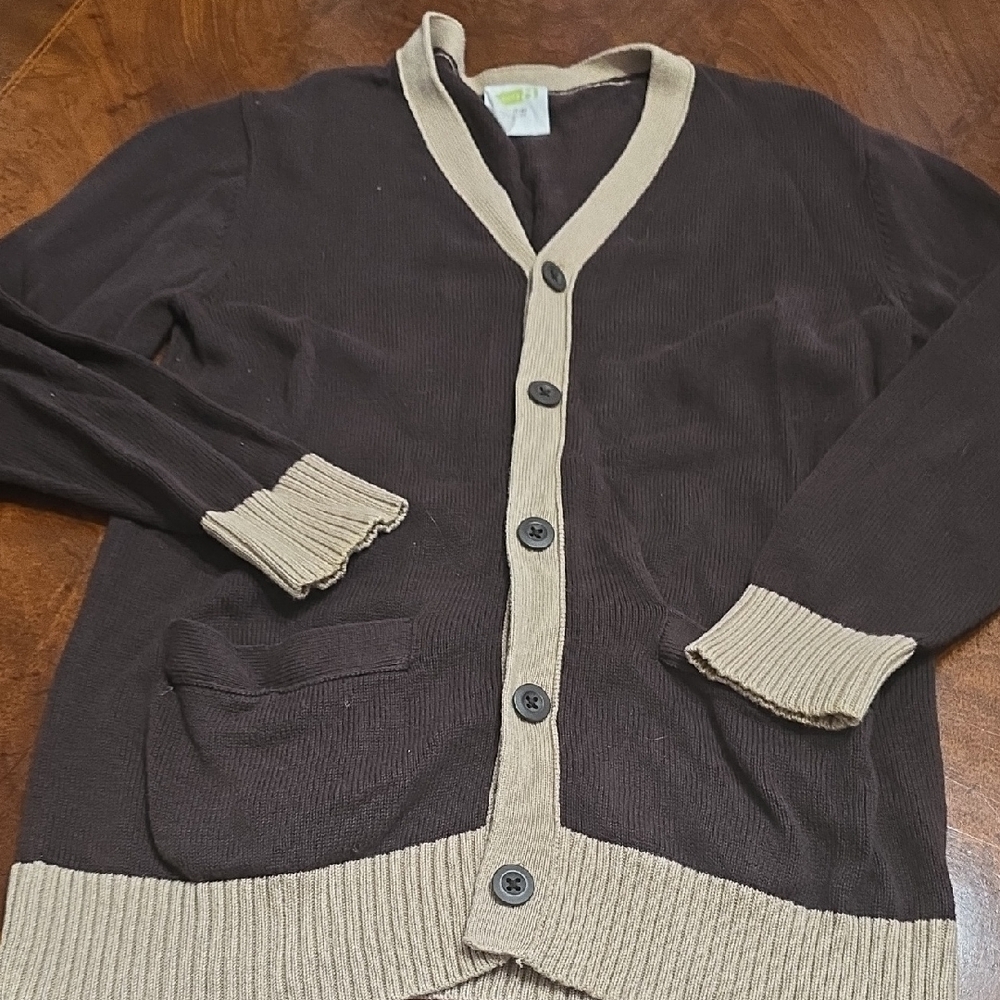 Crazy‎ 8 Kids Brown Cardigan with Tan Trim